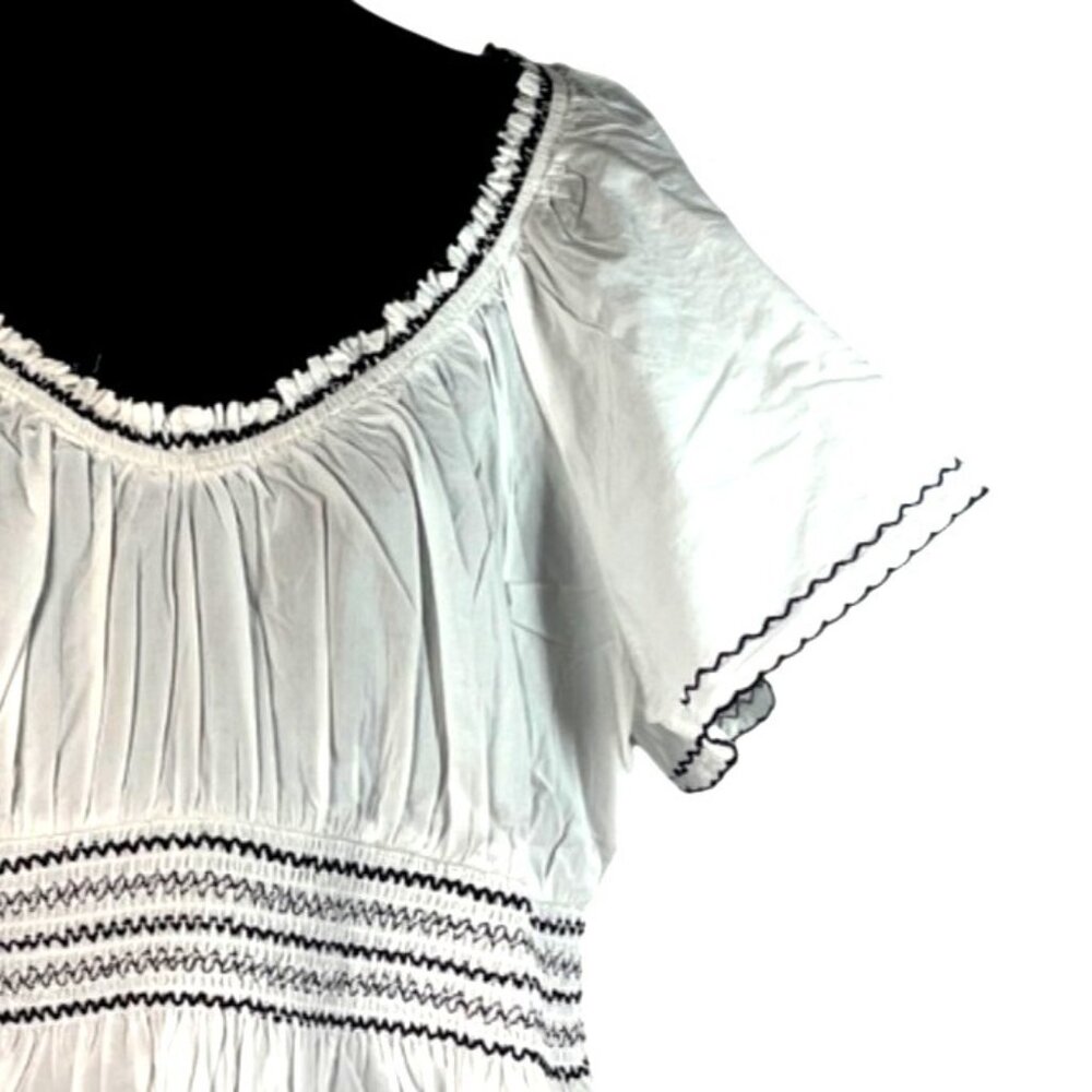 Kensie Womens White Peplum Top W Smocked Waist & Ruffled Neckline XL 16 NWT - Picture 3 of 8